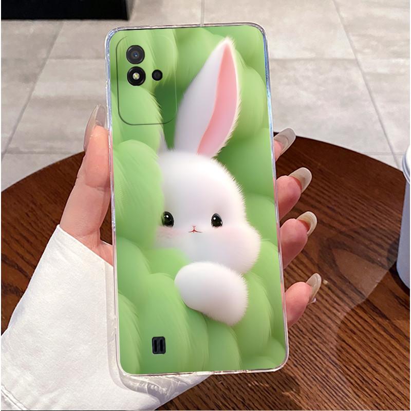 For Realme Narzo 50i RMX3235 Phone Case Luxury Cute Love Rabbit Funny Clear Soft Silicone Back Cover For Realme Narzo50i Cases