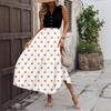Women's Casual And Fashionable V-neck  Sleeveless Printing Mid Length Dress