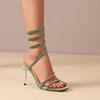 Fashion 2025 New Sexy Snake-shaped Wrapped Strap High Heels Rhinestone Waterproof Fashion Open-toed Sandals