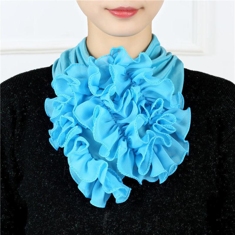 Цветной цветочный принт, шифоновый шейный платок, дышащие оборки, поддельный воротник, стильный съемный декоративный шарф