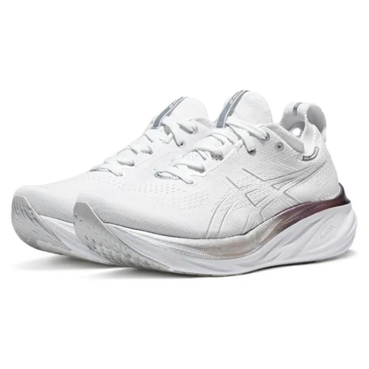 ASICS Gel Nimbus 26 Platinum 'Real White Pure Silver' (women's sizes) Real White / Pure Silver Running Shoes 1012B720 100