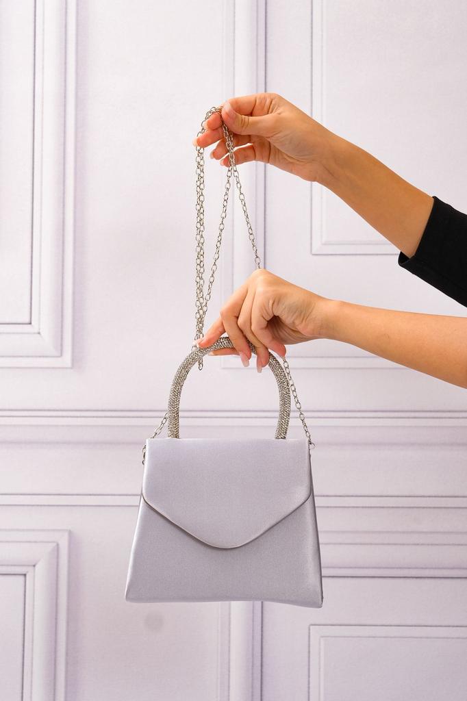 Women's Stylish and Useful Evening Dress Bag Women's Nude Satin Evening Dress Shoulder Bag with Stone Holding Detail