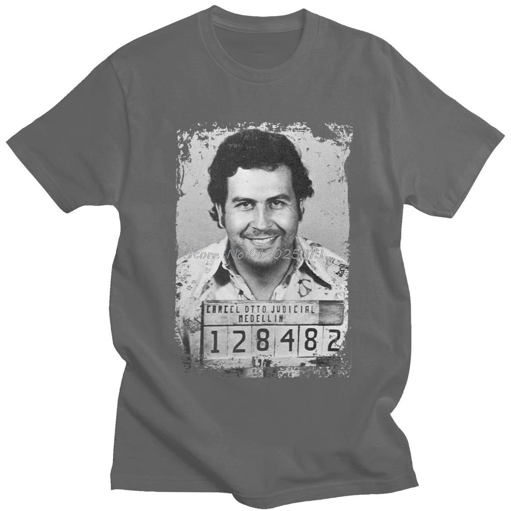Винтажная футболка Пабло Эскобара Мужская Мягкий хлопок Повседневная футболка Короткий рукав Футболка Наркос Топы Приталенная Модная футболка Одежда