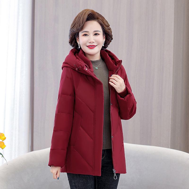 Торговый центр пуховик для мам среднего возраста, женская зимняя куртка нового стиля, куртка средней длины для людей среднего возраста и пожилых людей