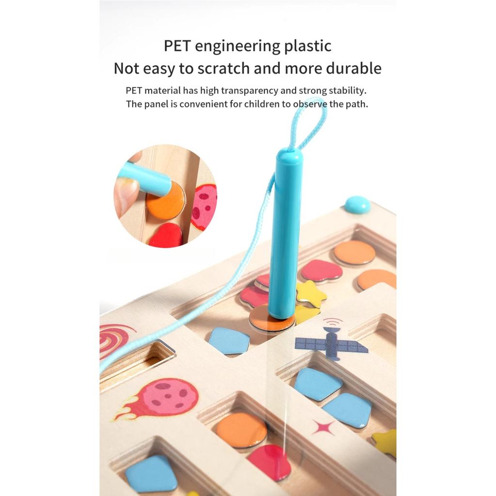Деревянный Цвет Форма Магнитный Лабиринт Магнитная Сортировка Дорожная Доска Монтессори Игрушка-Пазл Обучающая для Возраста 3+ Мелкая Моторика