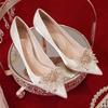 Main Wedding Dress Wedding Shoes Can Usually Wear French High-end Sense High-end Niche French Bridal Shoes Xiuhe High Heels Stiletto