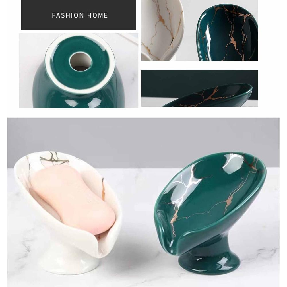 1 шт. Керамическая подставка для мыла для душа Leay, принадлежности для ванной комнаты и кухни, коробка в форме листа, отверстие для отвода воды, тарелка для хранения мыла