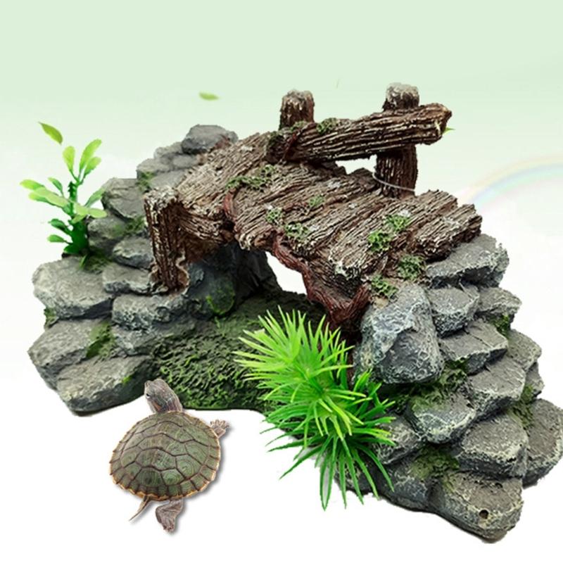 Realistic Bridge Resin Simulation Aquarium Ornaments Fish Tanks Aquarium Plant Turtle Basking Climbing Platform Supplies