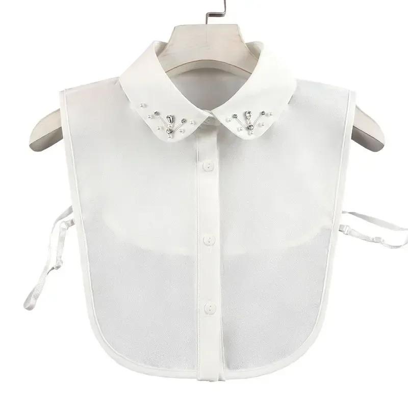 Womens Lapel Sweater Fake Collar Autumn Winter Half Shirt Detachable Collar Ladies White Shirt Lapel Blouse Tops False Collar