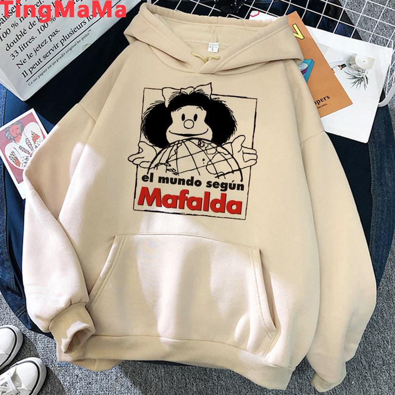 Mafalda Мужские и женские толстовки с капюшоном в японском стиле Харадзюку, осенне-зимний спортивный топ