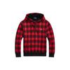 Polo клетчатая флисовая толстовка с капюшоном и вышитым логотипом, мужские толстовки с капюшоном, красные MNPOKNI16823-211