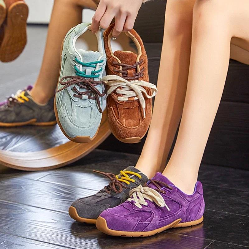 Ретро модные женские кроссовки из мягкой натуральной кожи повседневная обувь на шнуровке туфли на плоской подошве кроссовки для женщин роскошная обувь