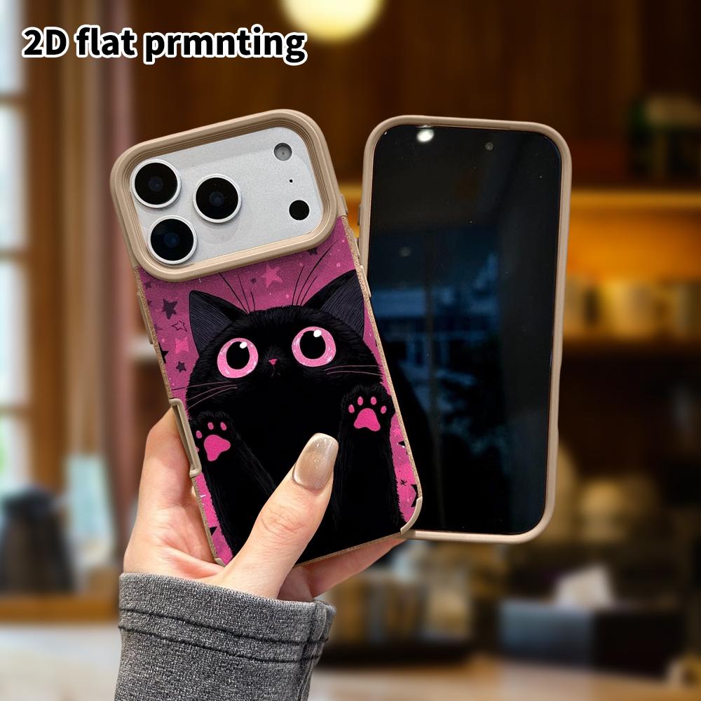 Phone Case: Lambskin 2D Flat Samsung Galaxy A34 A35 M05 M06 S20 S22 S21 FE Plus 5G Protective Case, Starry Night Black Cat, Christmas and Halloween Gi