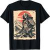 Япония Самурай Воин Скелет Укиё Чернильная Работа Самурай Футболка(1)