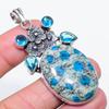 Natural K2 Blue Azurite, Topaz 925 Sterling Silver Jewelry Pendant 2.48" E9T31