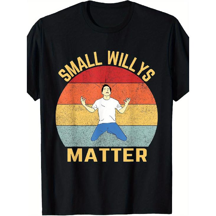 Мужская смешная футболка для мальчишника - Слоган 'Small Willy'S Matter' и ретро-принт мишени с полосками - Свободный крой, смешной подарок-шутка для мальчишника,