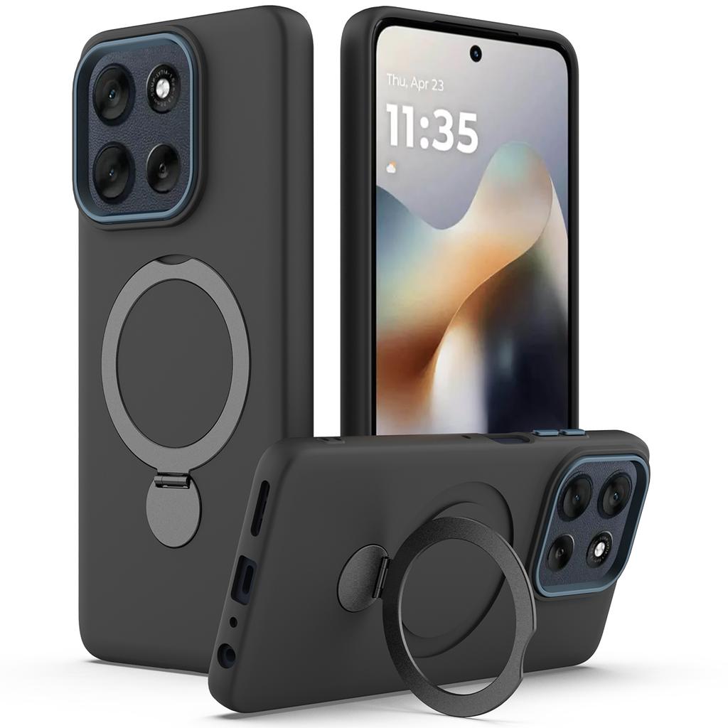 For Motorola Moto G100 Pro 5G/Moto G86 5G Magnetic Case Rotating Ring Kickstand TPU + PC Back Cover