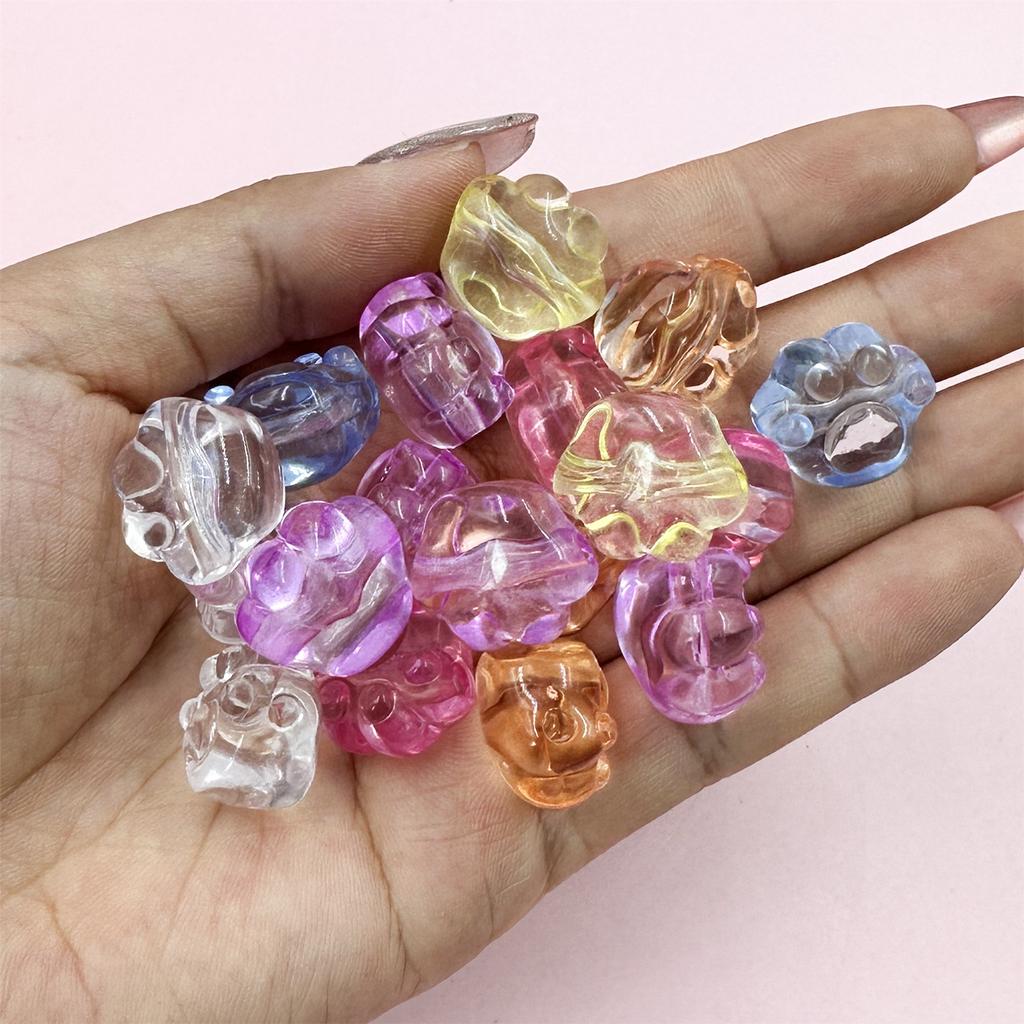 Home Party Supplies Jewelry Crystal Bear Paw Straight Gole Cartoon 30PCS/Bag Beaded Children's Bracelet DIY Transparent Pendant 18 * 17mm