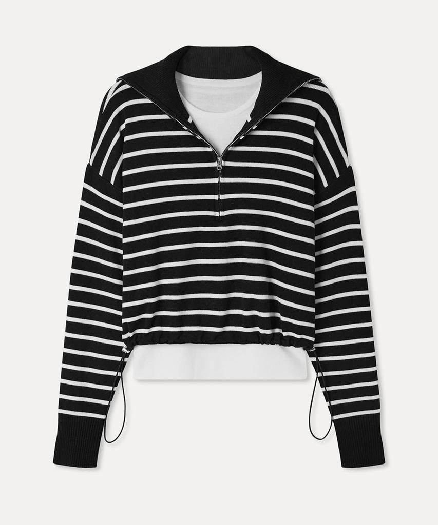 MIXXO Half-Zip Striped Pullover Re Kag223T_Miwkag45Qt