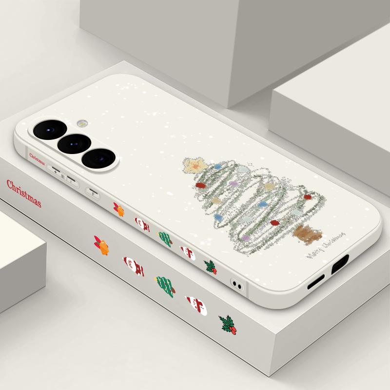 Матовый тонкий чехол Dream Merry Christmas Tree Pattern для Samsung Galaxy S24 Ultra S23 FE S22 A55 A54 A34 A35 A52, мягкий противоударный чехол из ТПУ со шнурком