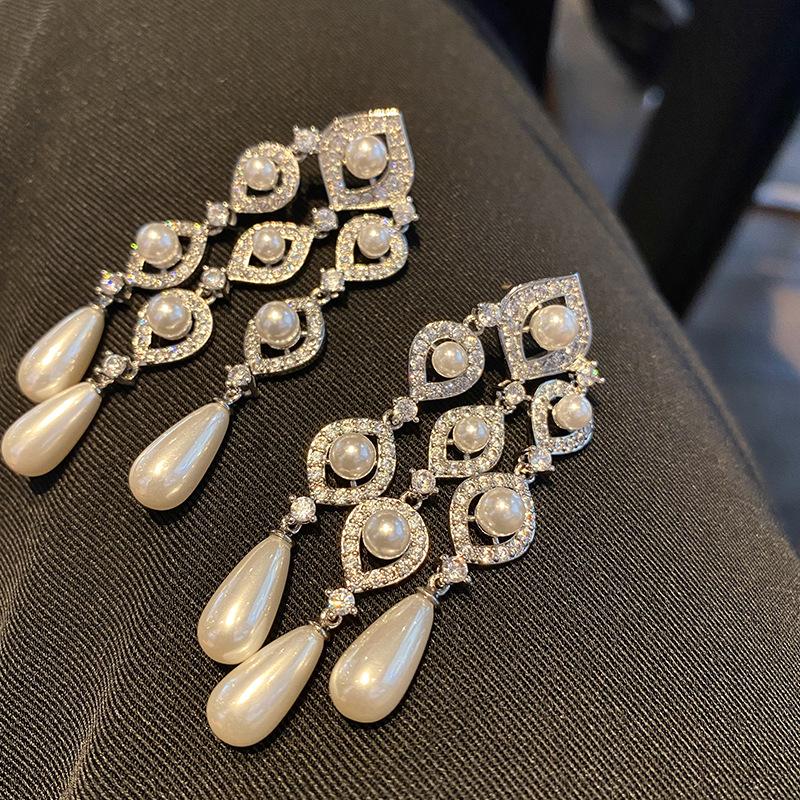 Винтажные серьги с пресноводным жемчугом в стиле барокко для женщин, благородные длинные серьги с кисточками из стерлингового серебра 925 пробы, висячие ювелирные изделия