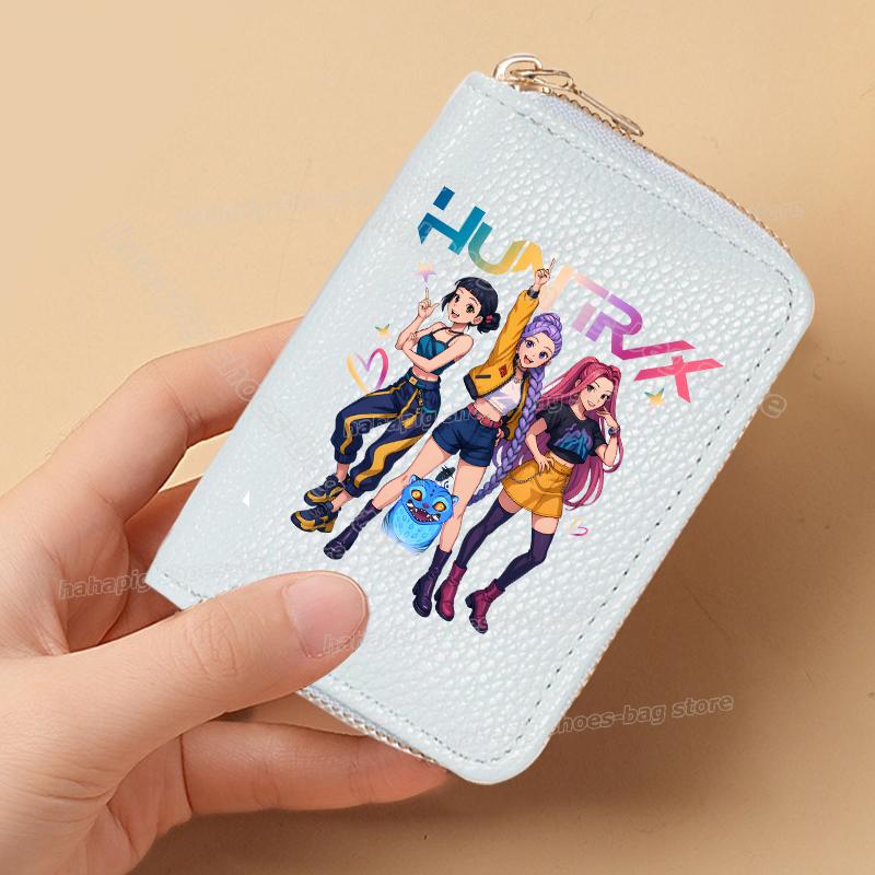 Идеальные K-Pop Охотники на Демонов Женские Короткие Кошельки Искусственная Кожа Держатель для Кредитных Карт Многослотовый Маленький Кошелек на Молнии Женский Клатч Кошелек для Мелочи