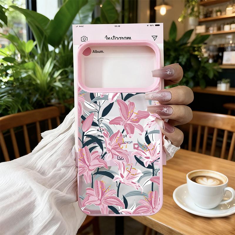 Розово-фиолетовый цветок лилии Чехол для телефона для iPhone 17 Pro Max 17Pro 17 17Air Милый цветочный узор Ударопрочный Прозрачный Жесткий чехол Fundas