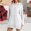 Женское платье с капюшоном, свободный однотонный цвет, с разрезом, завязками на талии, с большим карманом, с капюшоном, средней длины, для поездок на работу, свиданий, спортивная толстовка с капюшоном