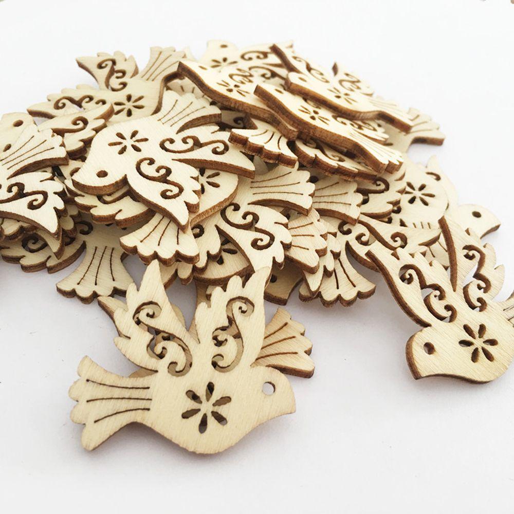 Arts Bird Decorative DIY Craft Natural Wood Peace Pigeon Wooden Scrapbooking Embellishment