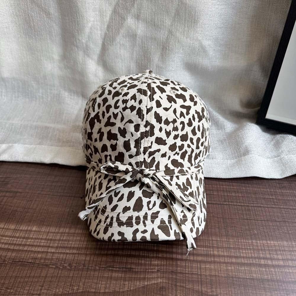 Sunscreen Leopard Print Bow Baseball Cap Sunshade American Style Casquette Cool Girls