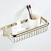 Gold Bathroom Shelf Kitchen Rack Accessories Wall Mount Shower Shampoo Storage Shelves Electroplated Copper Basket 30cm