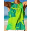 Summer Round Neck 3D Palm Leaf Printed Top Fashionable Casual Hawaiian Beach Sleeveless Vest Men's T-shirts