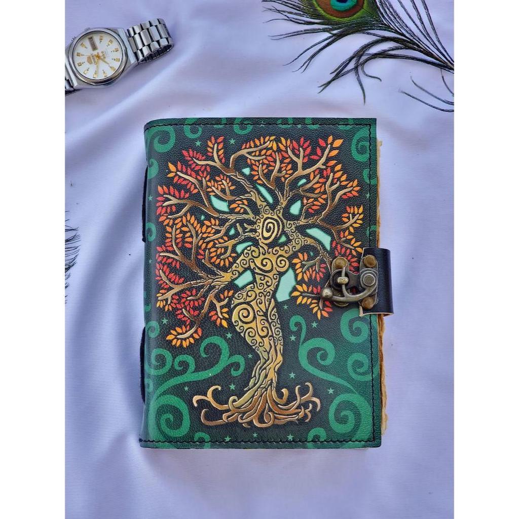 Mother of Earth Leather Journal, Notebook, Tree of Life, Grimoire, Handmade Leather Diary Travelling Book, Birthday Gift, Christmas Gift