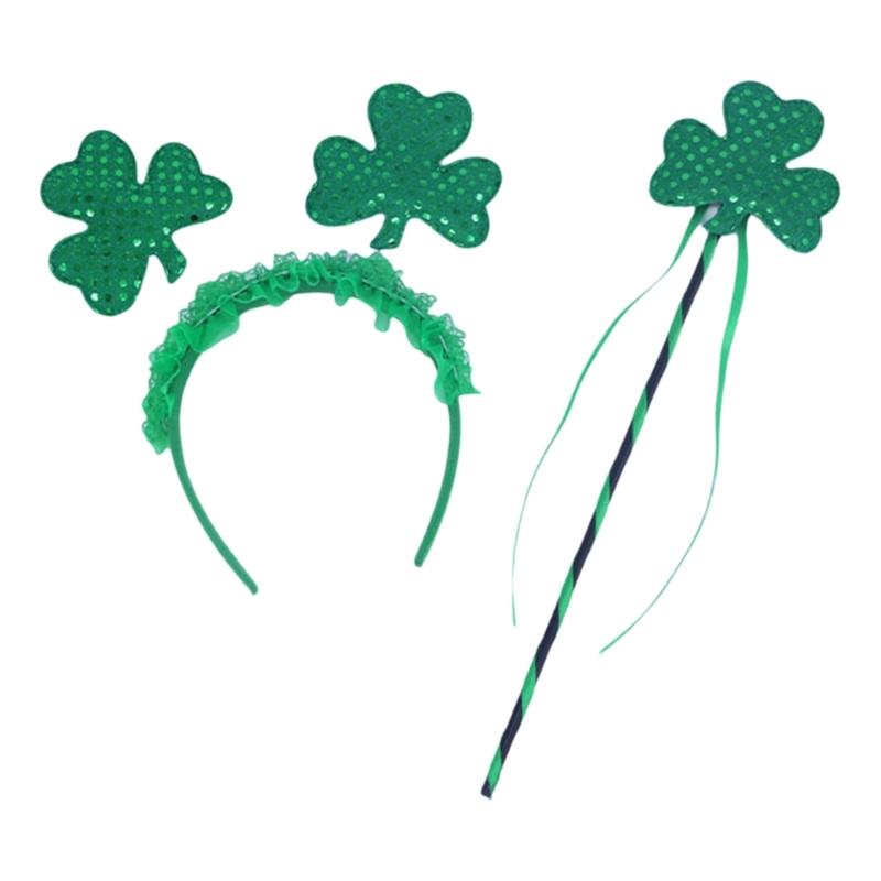 Irish Leprechaun Headband Party Costume Glitter Shamrock Party Karaoke Photo Props Party Blingbling Hair Hoop Nightclub