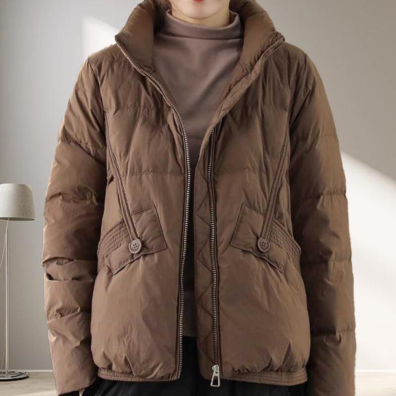 Короткий пуховик женский высокого класса 2024 новая зимняя женская одежда корейская версия свободный большой размер утиный пух женский