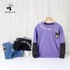Korean Style Spring & Autumn Kids' Two-Piece Look Long-Sleeve Round Neck T-Shirts for Boys