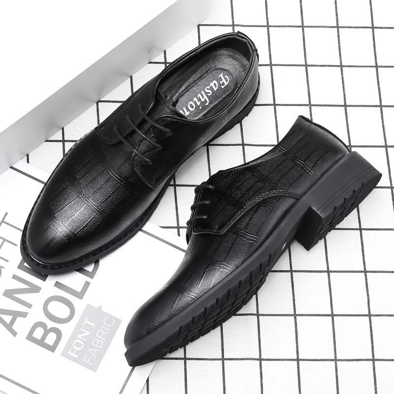 New Leather Shoes Men's Business Dress Genuine Leather Soft Leather Soft Sole Casual Men's Shoes Inner Height Increase Wedding Groom Shoes