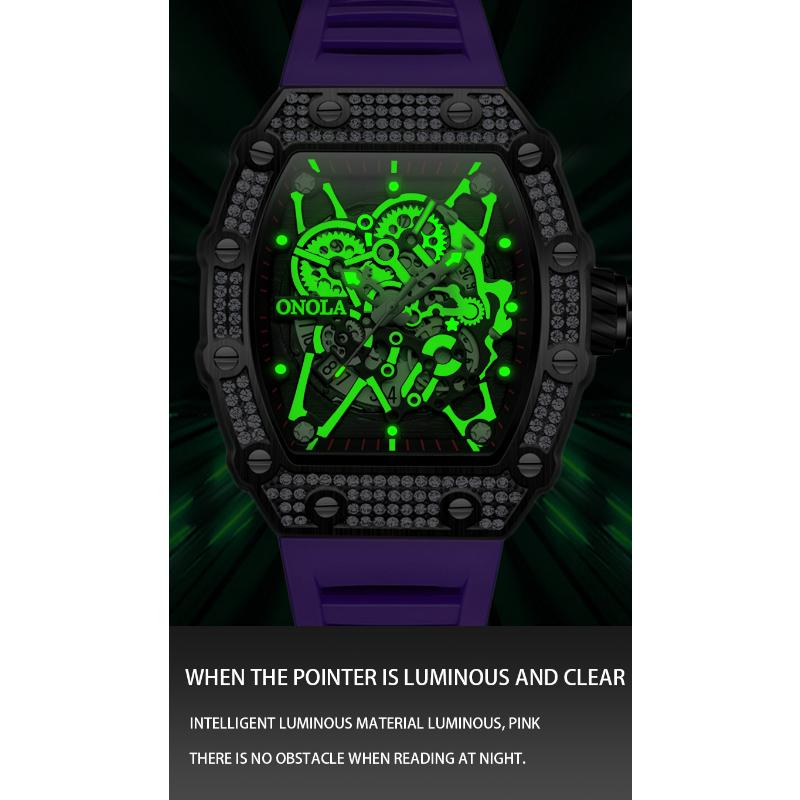 Новые мужские часы ONOLA Fashion Luxury Diamond Inquartz Design Водонепроницаемые кварцевые часы с лентой для мужчин