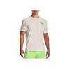 Under Armour Solid Color Sports Letter Print Crew Neck Short Sleeve T-Shirt Men Tops Beige 1370195-279