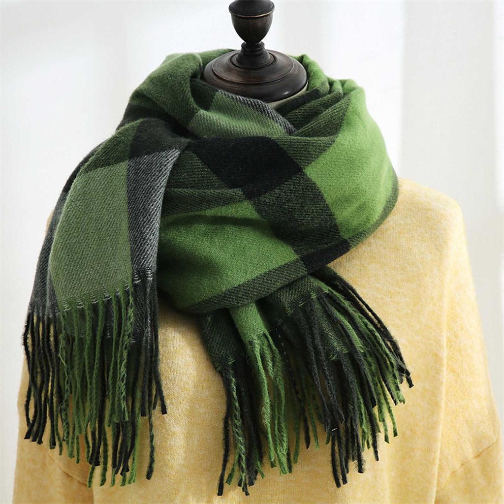 Women's Plaid Scarf Warm Thickening Trend Scarf Shawl Cape