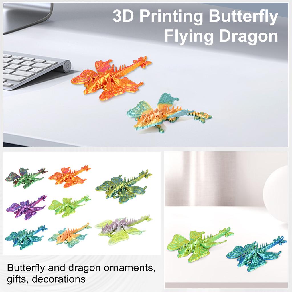 Игрушка-бабочка-дракон, напечатанная на 3D-принтере, с подвижными суставами, украшение в виде игрушки-бабочки-дракона, снятие стресса, подвижный скелет-бабочка-дракона