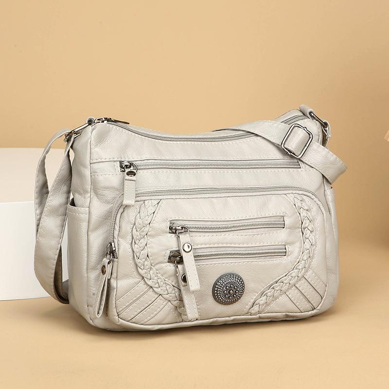 Сумка через плечо большой емкости из мягкой кожи, многослойная сумка через плечо для женщин среднего и пожилого возраста