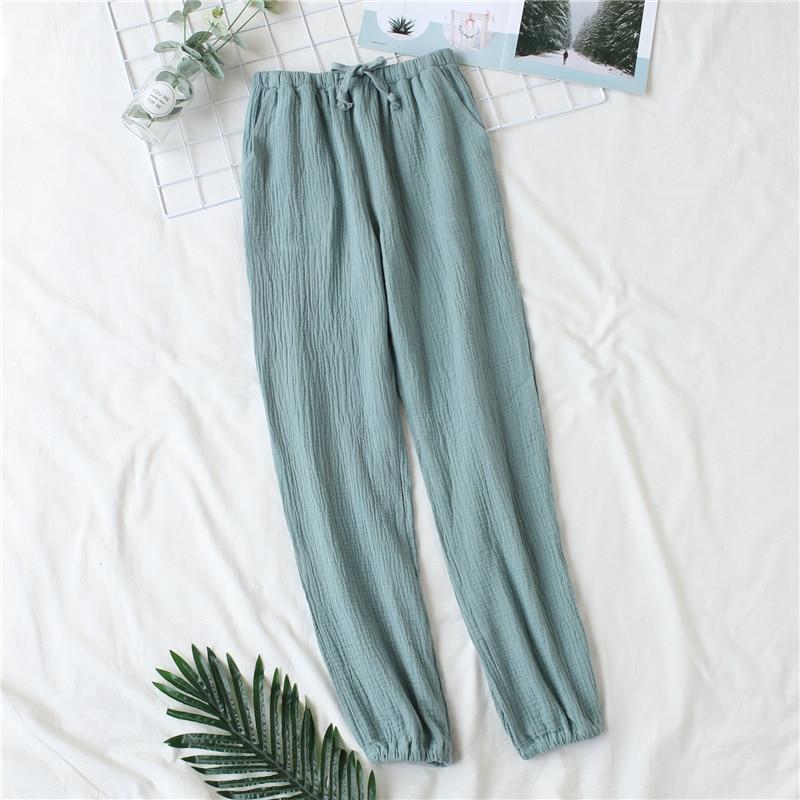Japanese Pajamas Women Spring and Autumn Home Pants Cotton Washed Double Gauze Loose Comfortable Trousers Casual Pants