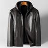 Кожаная куртка мужская красивая повседневная кожаная куртка с капюшоном для папы среднего возраста осенне-зимняя мужская куртка из овчины