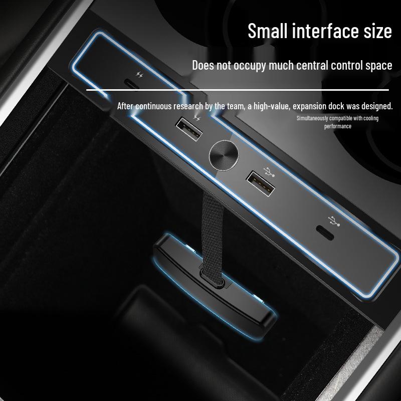 USB-хаб для Tesla Model 3/Y: Многопортовая док-станция с быстрой зарядкой PD для центральной консоли