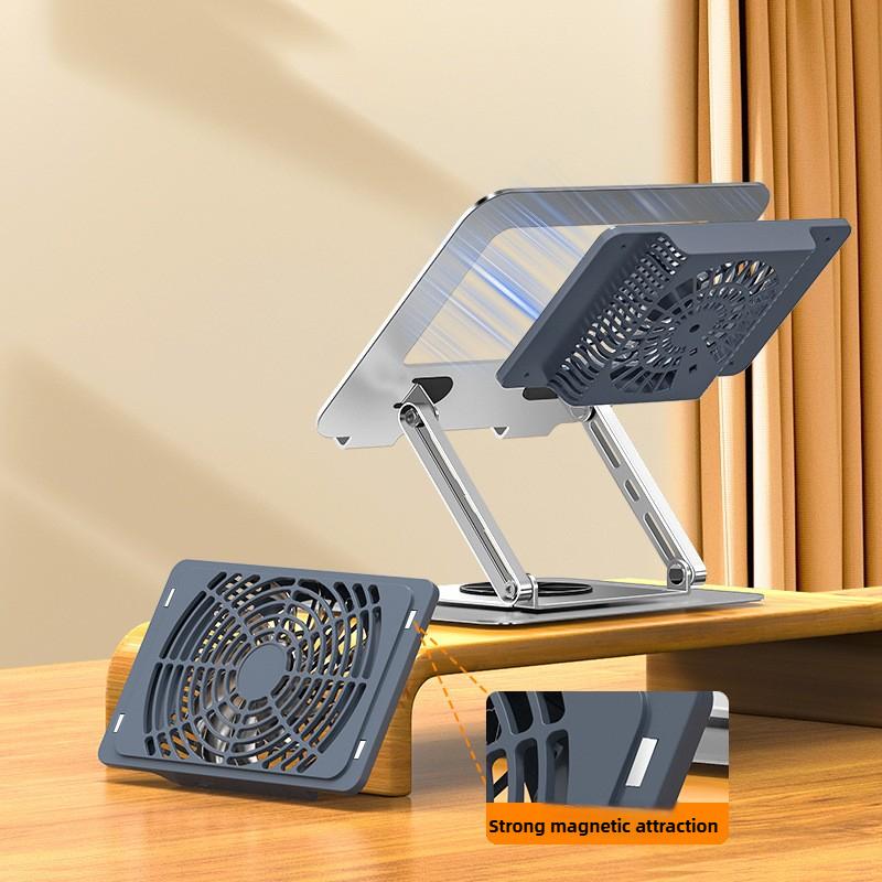 New Rotatable Laptop Metal Stand Laptop Stand with Cooling Fan 360° Rotating Base Foldable & Portable Desktop Laptop Riser Stand