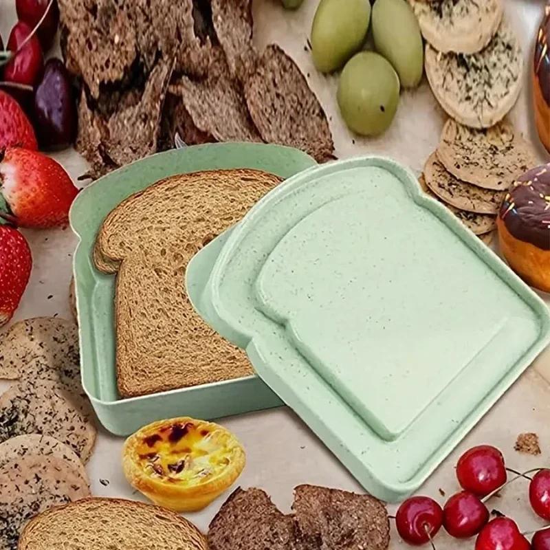Toast Shaped Bento Box Sandwich Toast Bread Storage Box with Lid Reusable Office Kitchen School Outdoor Picnic Food Containers