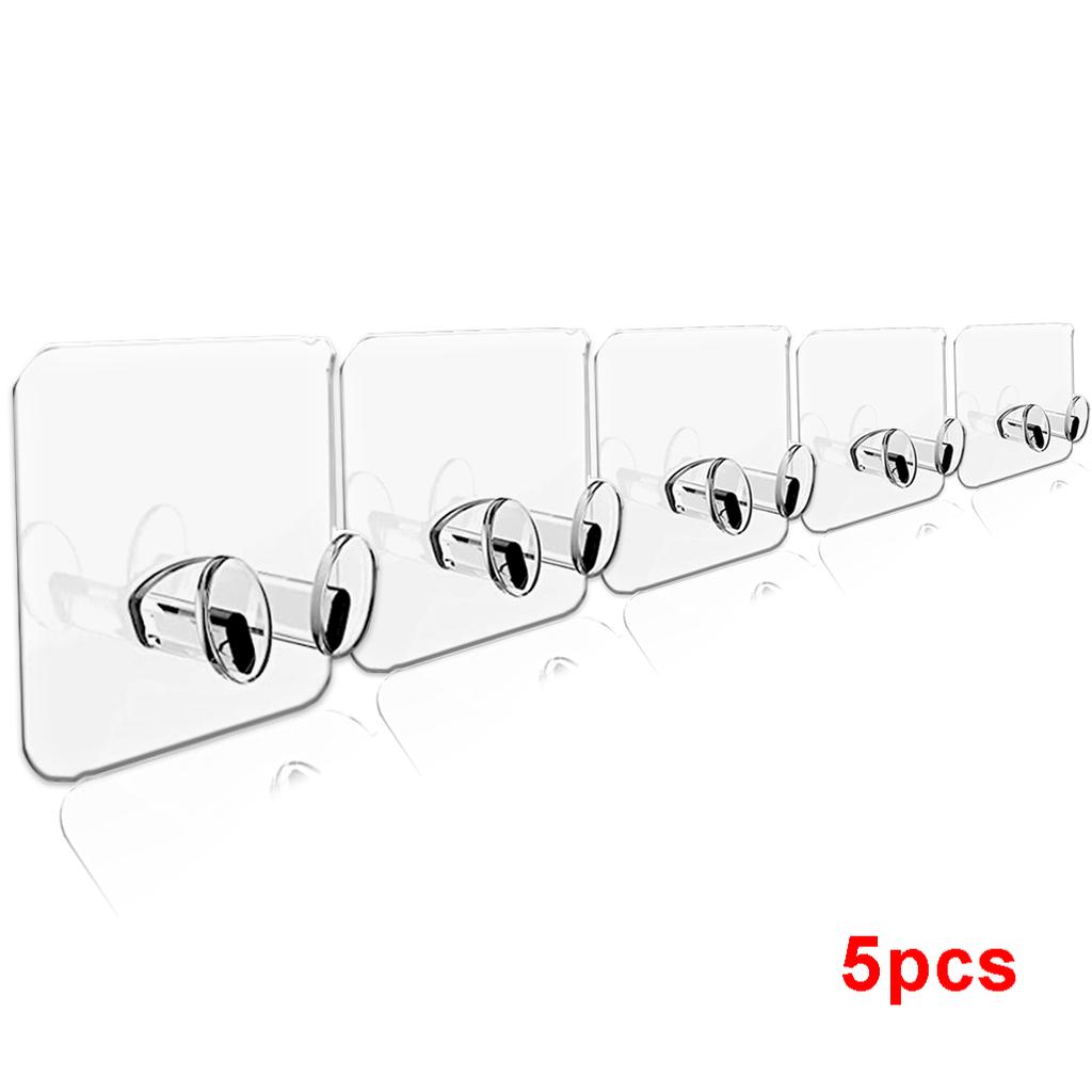 10/1Pcs Transparent Wall Hooks Strong Self Adhesive Hanger Plug Socket Holders Door Sticky Hanging Hook for Kitchen Bathroom