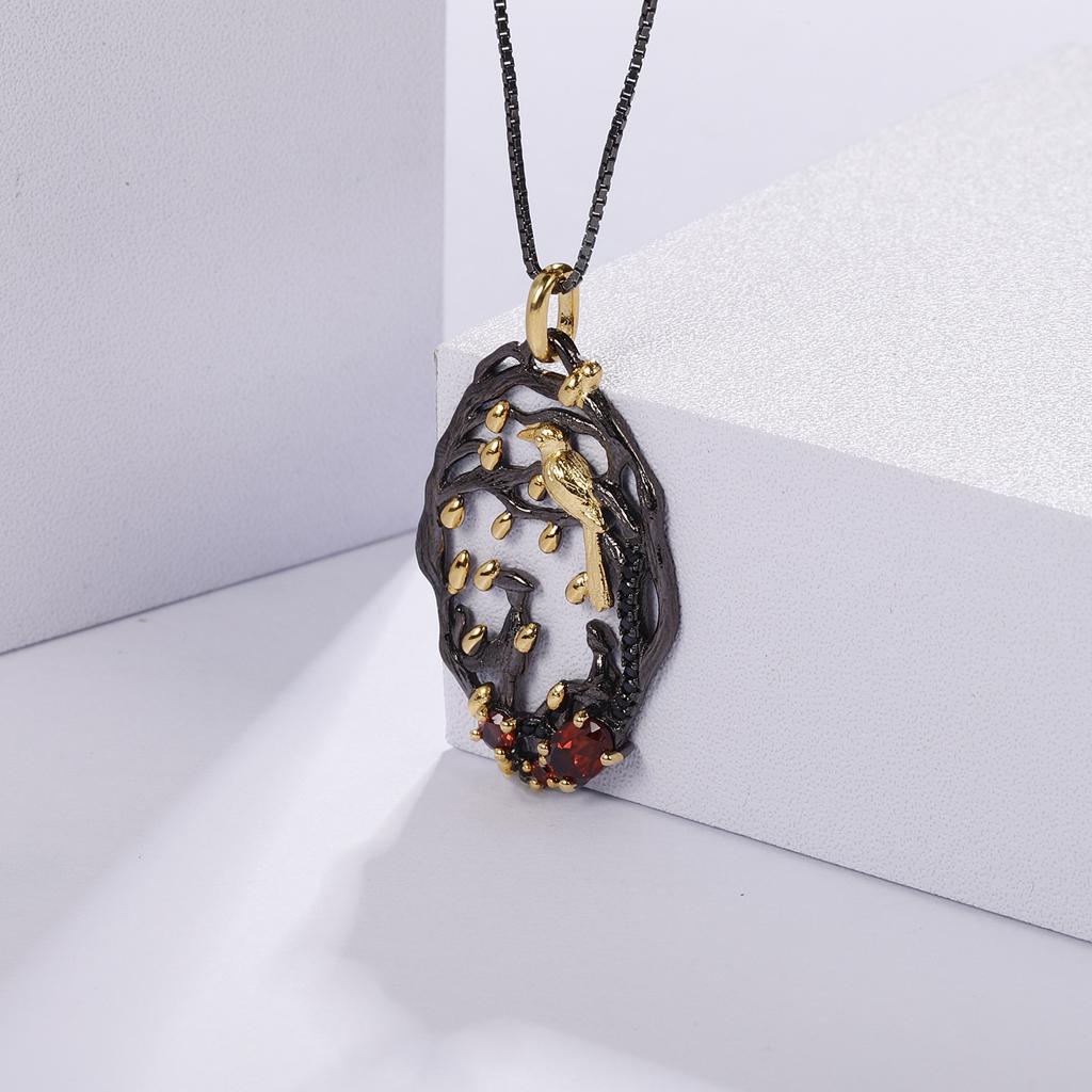 Оригинальный дизайнерский ретро-стиль серебряный кулон с драгоценным камнем s925 мечта цветочный дизайн ожерелье с натуральным гранатом кулон