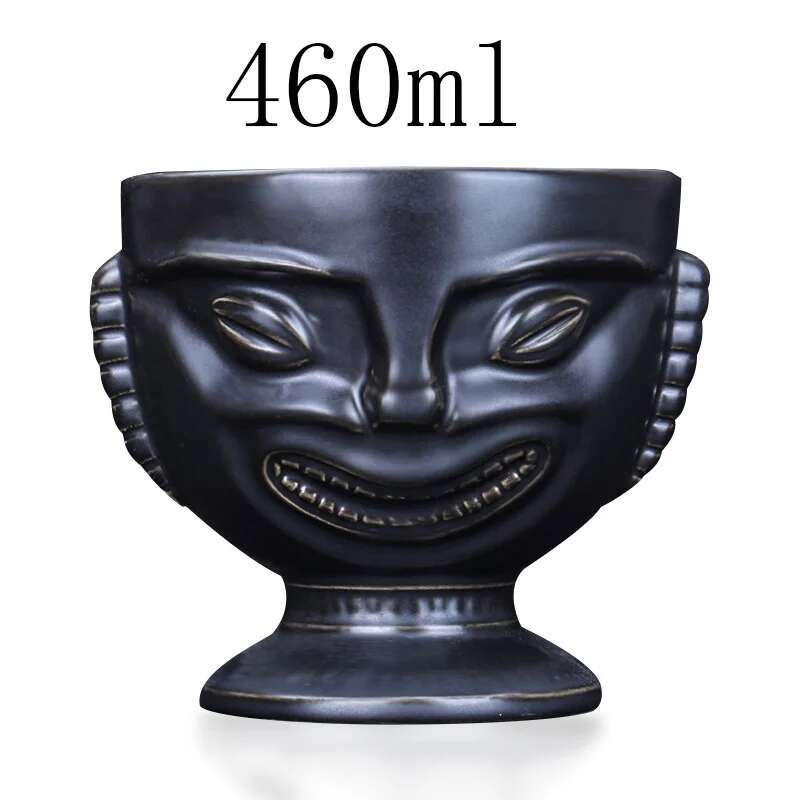 Black Totem Mug Tiki Cocktail Glass Retro American Hawaii Restaurant Bar Ceramics Drinking Cup Personality Pottery Wine Tumbler